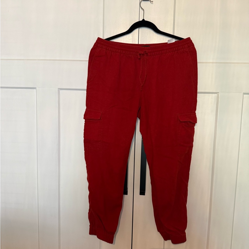 Banana Republic Rusty red linen/cotton Cargo Pants